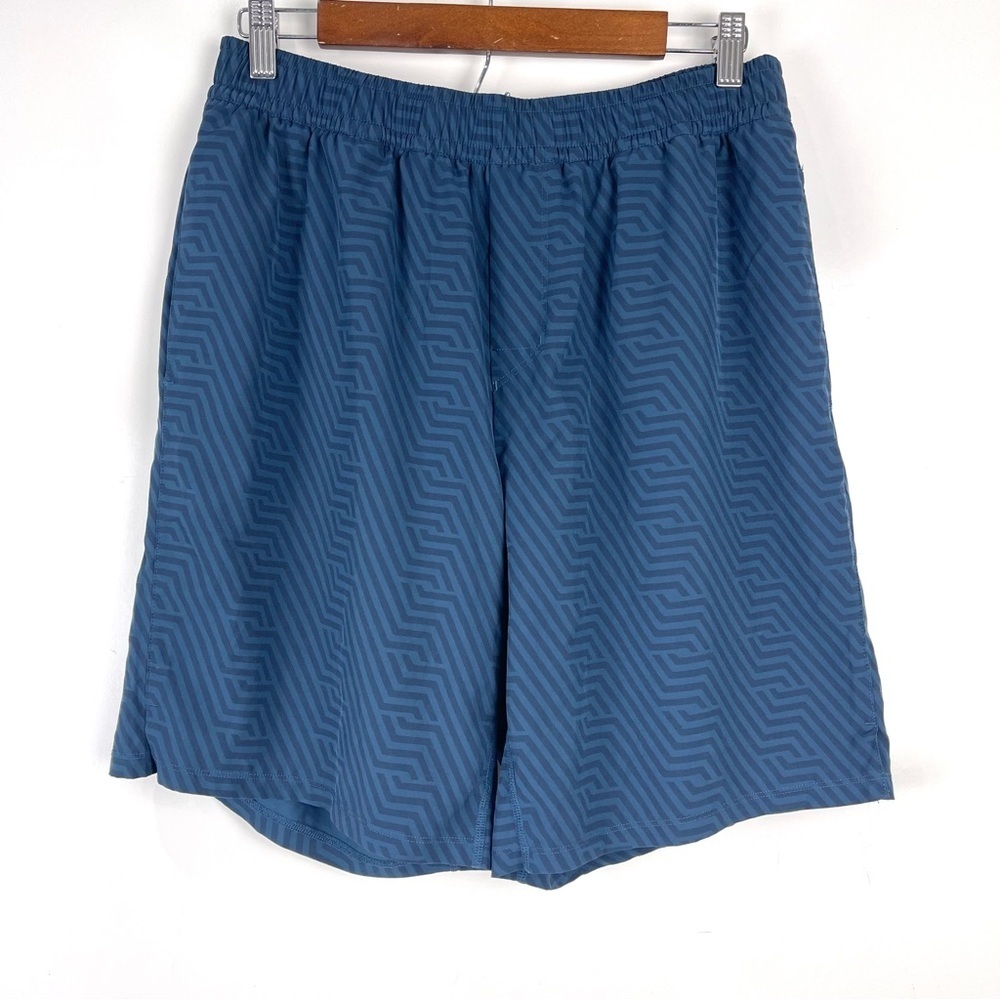Peloton Turin Shorts Blue Logo Athletic Lined Men's Size Large 8" Inseam Gym